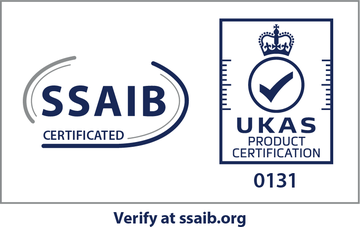 SSAIB certificated, UKAS product certification 0131